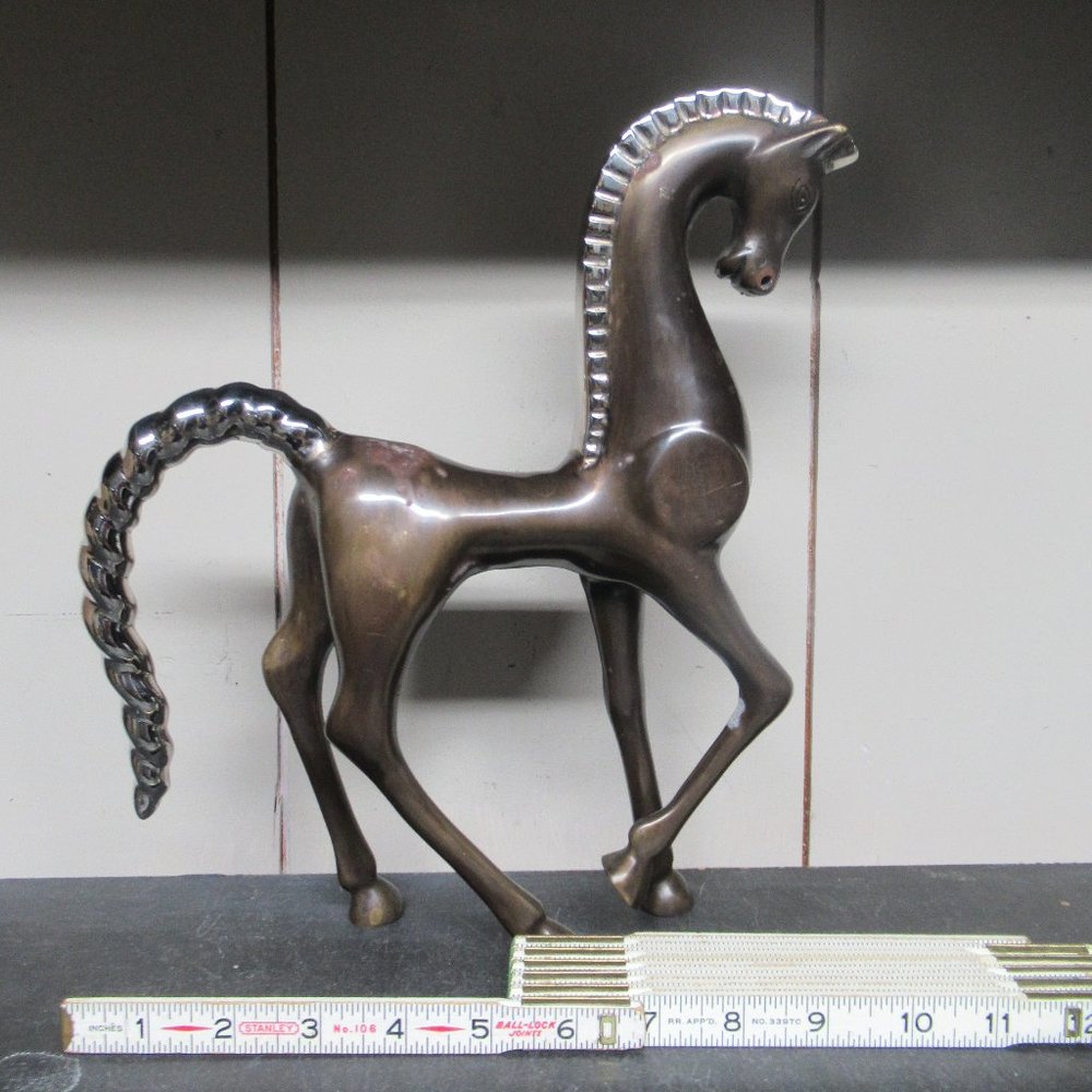 Estate Large Art Deco Bronze and Silver-Overlay Dolby Horse Figurine - Picture 2 of 14